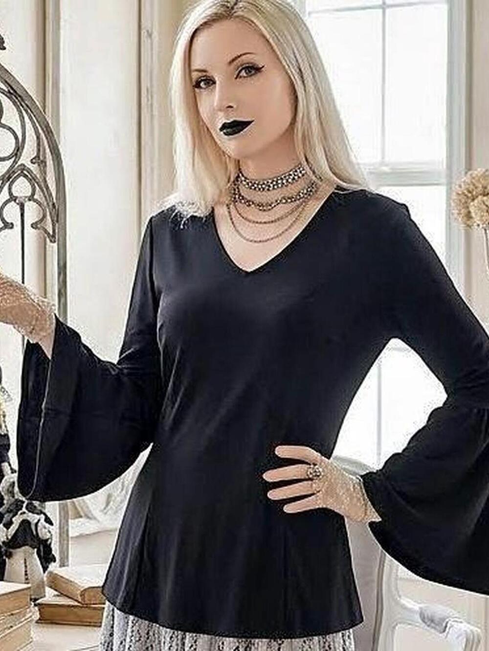 Cabi black bell sleeve top Size M